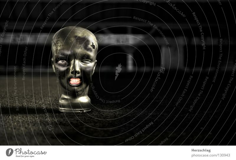 Happy Zombie verrückt schwarz Monster Kopf Auge Mund Gebiss Schrecken Bildbearbeitung