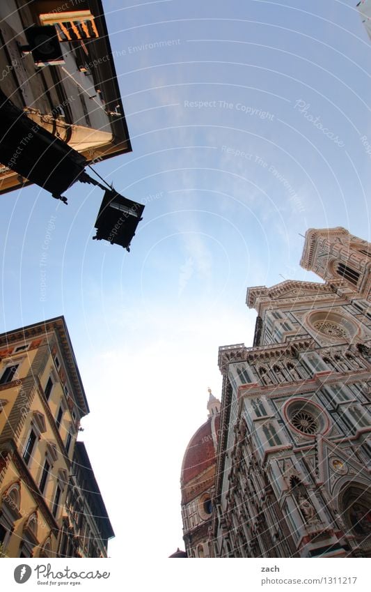 beleuchtet Florenz Italien Toskana Stadt Stadtzentrum Altstadt Menschenleer Religion & Glaube Kirche Dom Palast Platz Turm Bauwerk Architektur Sehenswürdigkeit