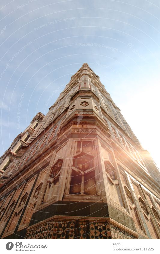 DomMinanz Städtereise Sommer Sommerurlaub Sonne Himmel Wolkenloser Himmel Florenz Italien Toskana Stadt Stadtzentrum Altstadt Kirche Palast Turm Bauwerk Gebäude