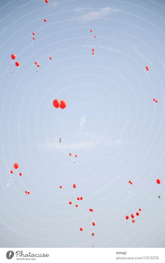 rot wie Natur Himmel nur Himmel Schönes Wetter Luftballon Kitsch Krimskrams Zeichen blau Hochzeit Feste & Feiern Liebe Farbfoto Außenaufnahme Menschenleer