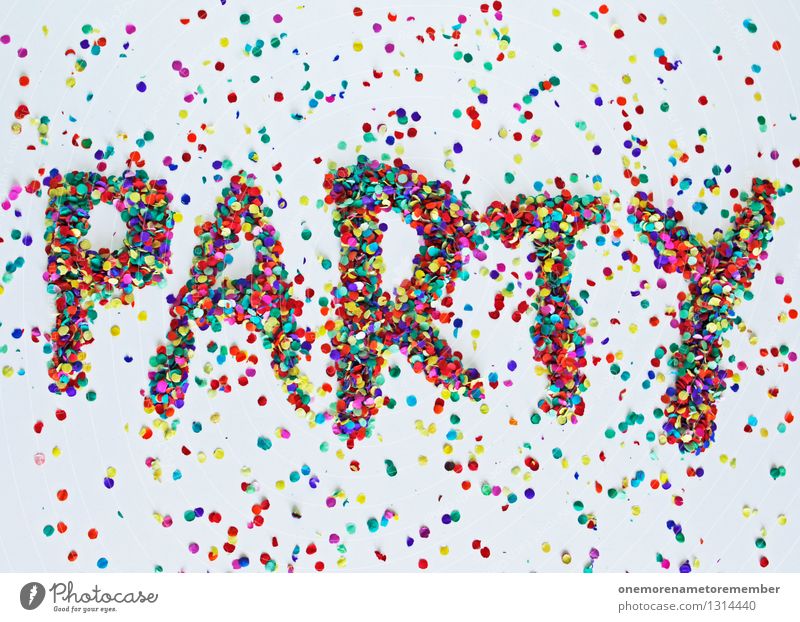 PARTY Kunst ästhetisch Party Partystimmung Partynacht Partyservice Partyraum Konfetti Gute Laune Schriftzeichen Typographie viele Mosaik Farbfoto mehrfarbig