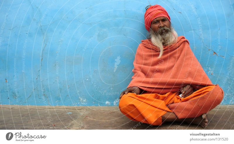 Indian Guru Indien Bart Turban Beton Wand Mauer heilig