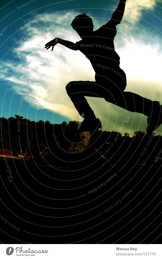 Menschen können auch fliegen! springen Vordergrund Hintergrundbild Silhouette Gastronomie Schatten Bewegung