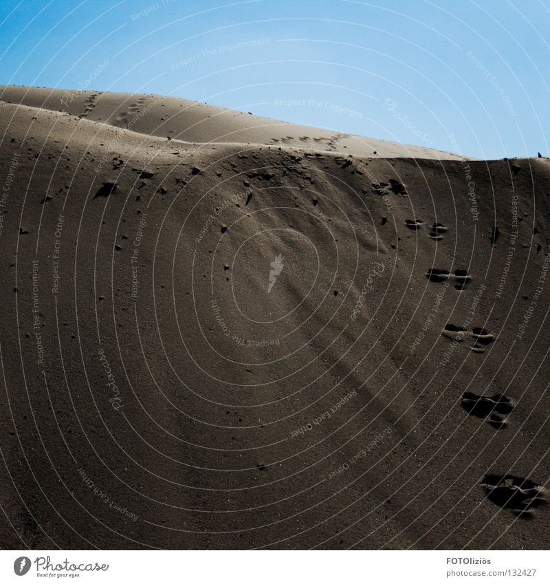 wüstenfeeling im sandwerk II Strand Sandkorn Sandkasten Hügel Fußspur Wüste Korn arschbacke Himmel Schönes Wetter Strukturen & Formen spuren im sand Spuren