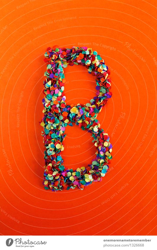 B Kunst ästhetisch Buchstaben Typographie Griechisches Alphabet orange-rot Design Konfetti Kreativität Idee Mosaik Farbfoto mehrfarbig Innenaufnahme Experiment