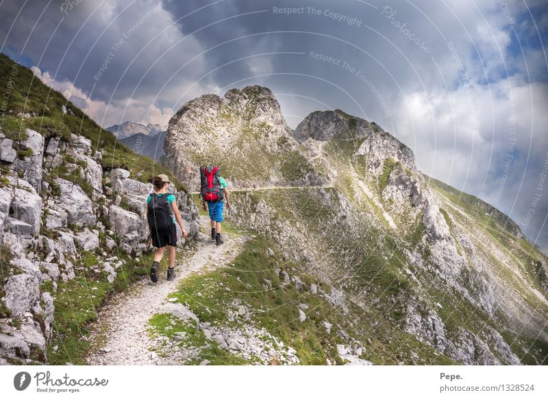Höhenweg Berge u. Gebirge wandern Mensch Natur träumen grün Innsbruck Öterreich Tour Farbfoto