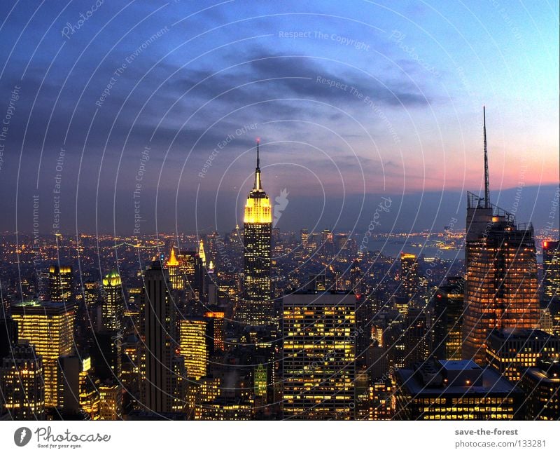 dusk in manhattan New York City Empire State Building Amerika HDR Manhattan Hochhaus Abenddämmerung Stadt Rockefeller Center USA Skyline Licht