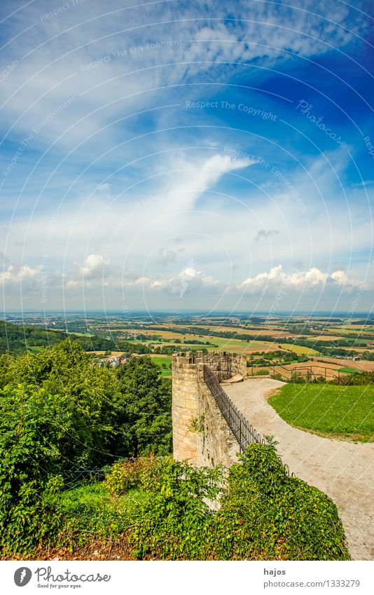 Panoramablick von Waldenburg, Hohenlohe, Richtung Norden schön Tourismus Lampe Landwirtschaft Forstwirtschaft Natur Wiese Feld Stadt grün Stimmung Rundschau