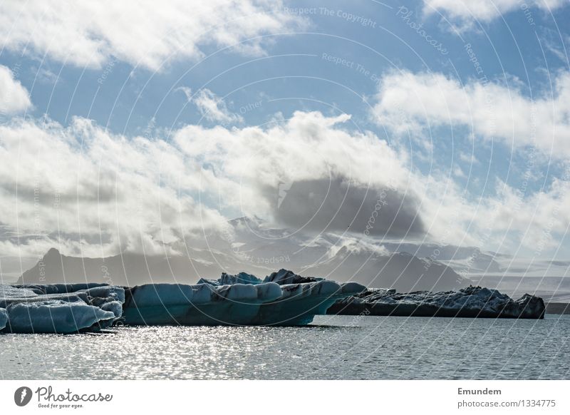 Gletscherlagune Ferien & Urlaub & Reisen Tourismus Ferne Sightseeing Umwelt Natur Urelemente Wasser Schönes Wetter Eis Frost Island Coolness Eisberg Wolken