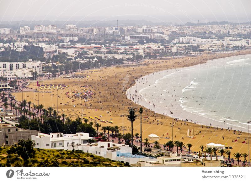 Beach Ferien & Urlaub & Reisen Sommerurlaub Strand Meer Wellen Mensch Menschenmenge Umwelt Natur Sand Himmel Wolken Horizont Wetter Pflanze Küste Agadir Marokko