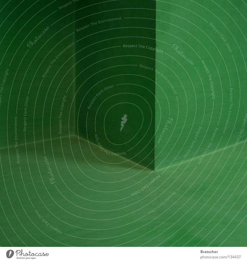 Optische Täuschung abstrakt Ecke grün Wand dreidimensional Bodenbelag Schwindelgefühl Konzentration Club Schatten in die Ecke Decke Escher Irritation