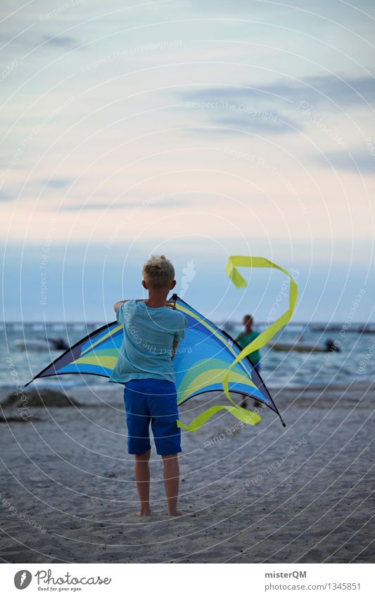 On the Beach III Umwelt ästhetisch Abenteuer Kindheit Kindheitserinnerung kinderleicht Kinderspiel Lenkdrachen steigen steigend Wind Drachenfliegen wehen
