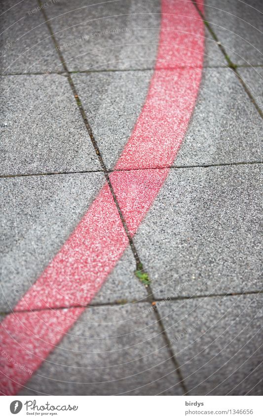 typisch.... Bürgersteig Fahrradweg Stein Beton Linie Kurve ästhetisch elegant einzigartig grau rot Design Genauigkeit Ordnung Trennung Wege & Pfade Zeichen