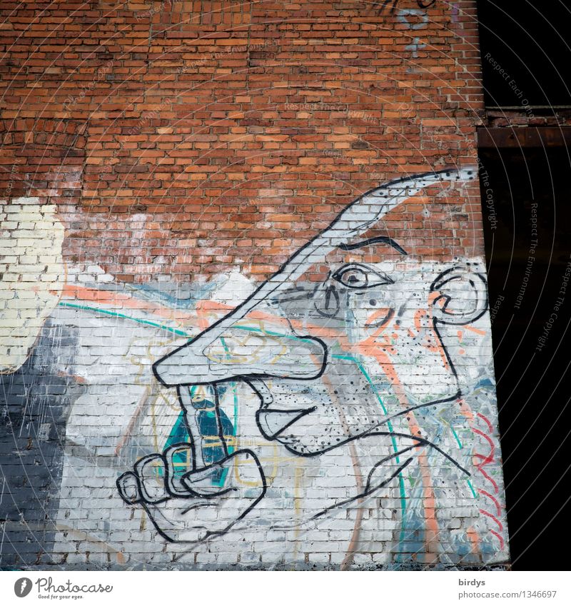 Nasenbohrer 1 Mensch Kunst Jugendkultur Subkultur Graffiti Industrieanlage Mauer Wand Fassade außergewöhnlich Ekel frech lustig Stadt Hemmungslosigkeit