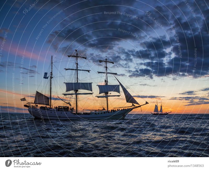 Hanse Sail Ferien & Urlaub & Reisen Wellen Segeln Wasser Wolken Küste Ostsee Meer Segelschiff Wasserfahrzeug maritim blau Abenteuer Tourismus Tradition
