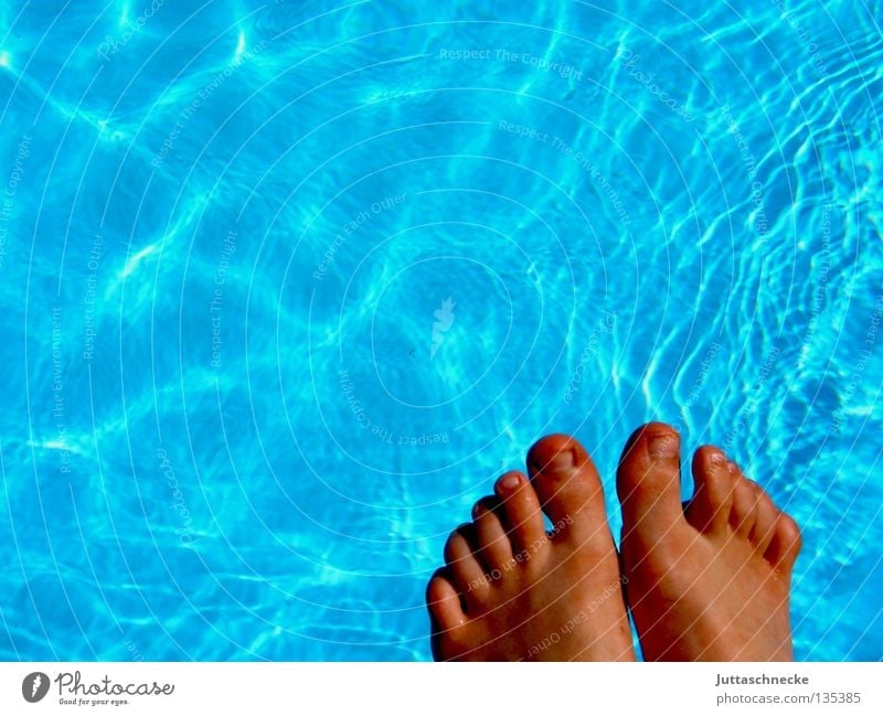Neeeeeeee Zehen Kinderfuß nass Schwimmbad kalt türkis Sonnenbad Fußbad Erfrischung Eis frieren Sommer Lichtbrechung Gesundheit Freude Wasser reinstecken 16°