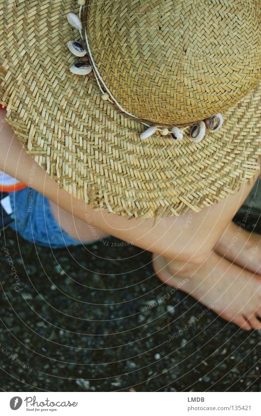 Sombrero Strohhut Muschel Spagat braun beige Erholung Sommer Pause Freizeit & Hobby genießen heiß Kühlung Kopfbedeckung geflochten netzartig Hutkrempe Am Rand