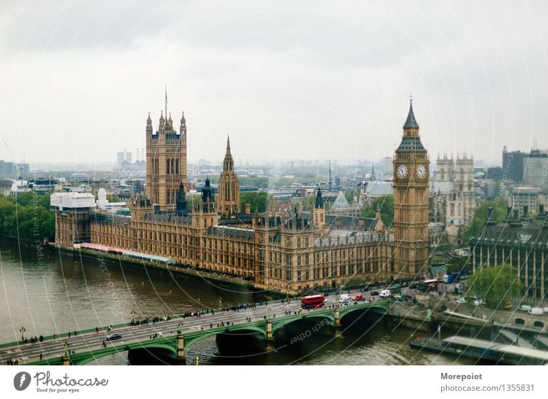 Großer Ben London Big Ben Großbritannien Europa Stadt Hauptstadt Altstadt bevölkert Palast Architektur Sehenswürdigkeit Wahrzeichen Design London Eye Farbfoto