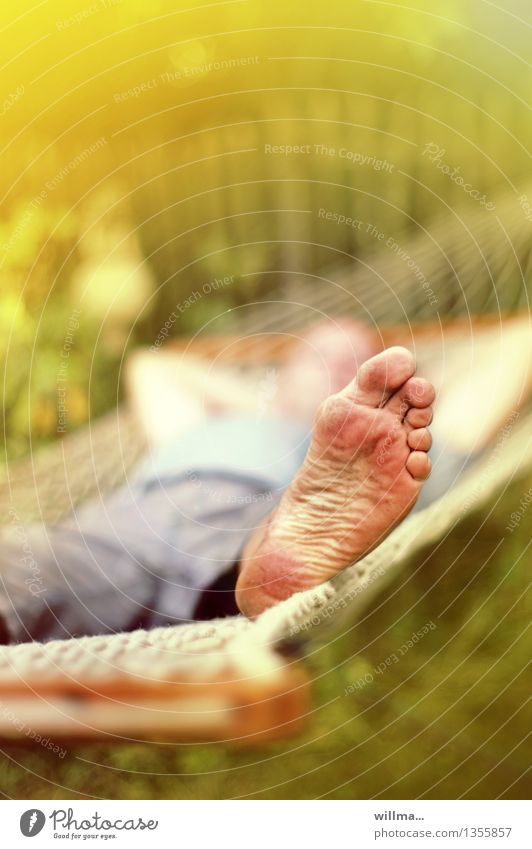 Heißegal Fuß Hängematte Sommer Fußsohle dreckig Zehen 1 Mensch Erholung schaukeln sommerlich Mann Feierabend ausruhen entspannen