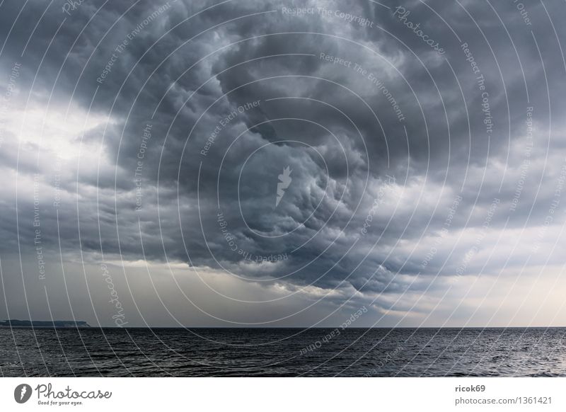 Unwetter Umwelt Natur Landschaft Wolken Gewitterwolken Klima Wetter Küste Ostsee Meer grau Rügen Ostseeküste Himmel dramatisch Mecklenburg-Vorpommern Regen