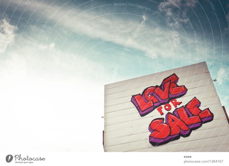 Montags-Schnäppchen Himmel Zeichen Schriftzeichen Schilder & Markierungen Graffiti Liebe verkaufen rot Treue Erotik Sex Design Leidenschaft Liebesaffäre