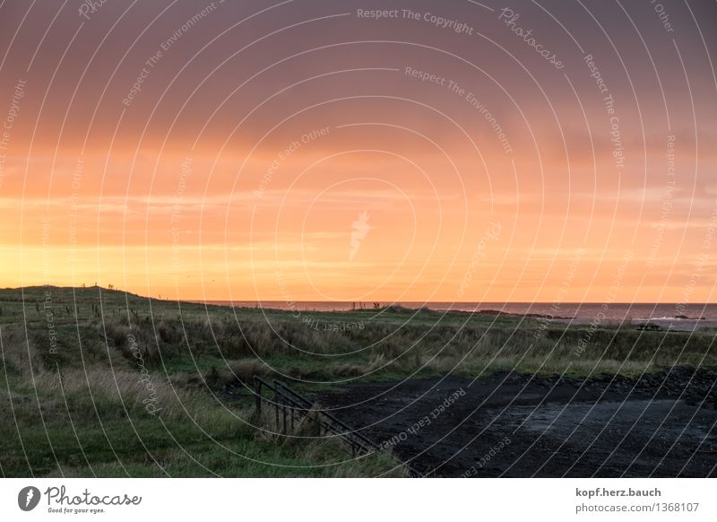 Tag-Nacht-Grenze Himmel Sonnenaufgang Sonnenuntergang Wetter Schönes Wetter Meer Akranes Island Gefühle Stimmung Warmherzigkeit trösten Glaube demütig