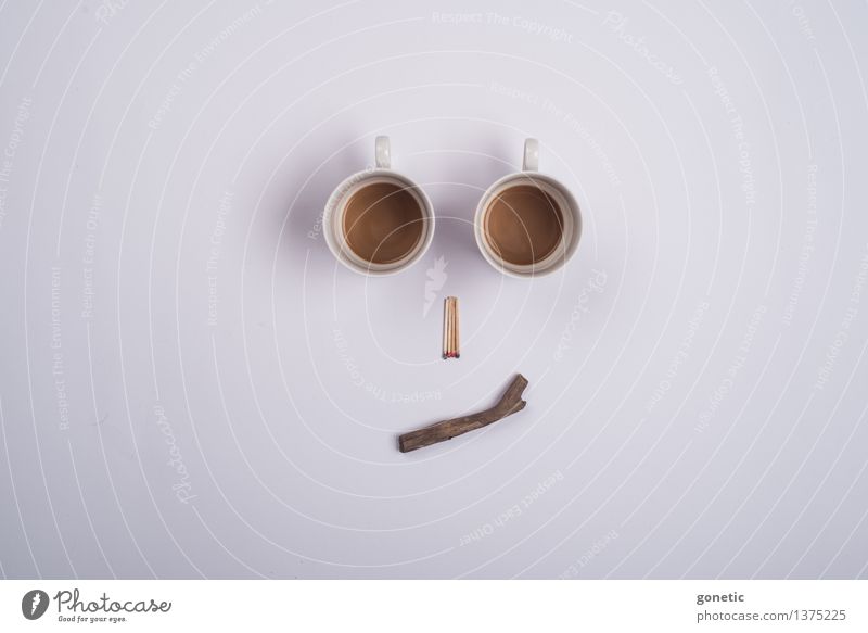 Noch'n Milchkaffee? Gesicht Holz Kreativität Knolling Super Stillleben Kaffee Streichholz Farbfoto