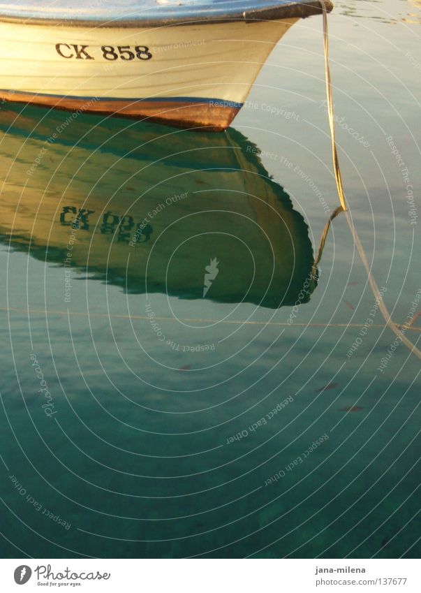 CK 858 Wasserfahrzeug weich türkis Wasseroberfläche Gemälde gemalt Reflexion & Spiegelung Ferien & Urlaub & Reisen ruhig träumen Sommer sommerlich Meer See
