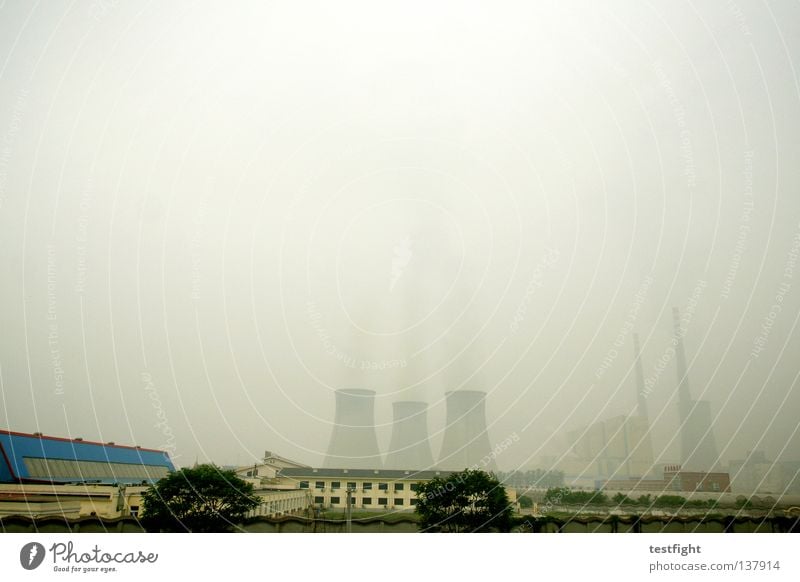 beijing 2008 Smog Staub Schall dunkel schlechtes Wetter Nebel Kernkraftwerk Kohlekraftwerk Rohstoffe & Kraftstoffe trist hässlich negativ Peking China Olympiade