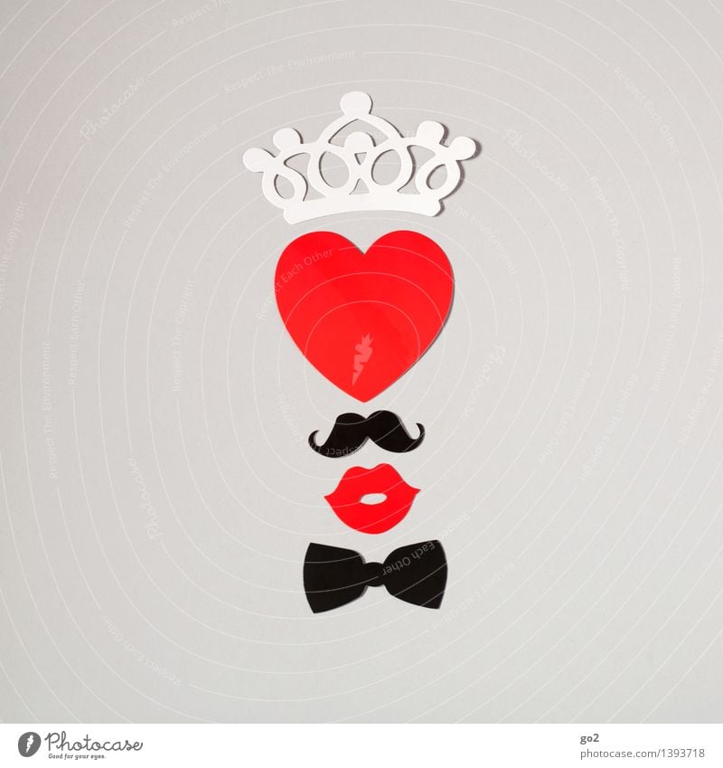 Ein Herz und eine Krone Freizeit & Hobby Basteln Valentinstag Mund Lippen Fliege Oberlippenbart Papier Zeichen Küssen ästhetisch Fröhlichkeit Diversität Gender