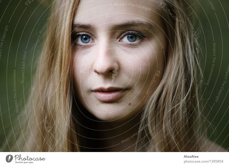 Portrait schön Junge Frau Jugendliche Gesicht Auge 18-30 Jahre Erwachsene blond langhaarig Blick ästhetisch authentisch außergewöhnlich Gesundheit Glück