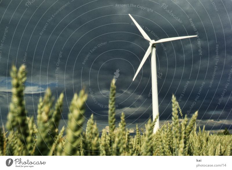 Windrad01 Feld Wolken Windkraftanlage Getreide Getreidefeld Ähren Landwirtschaft
