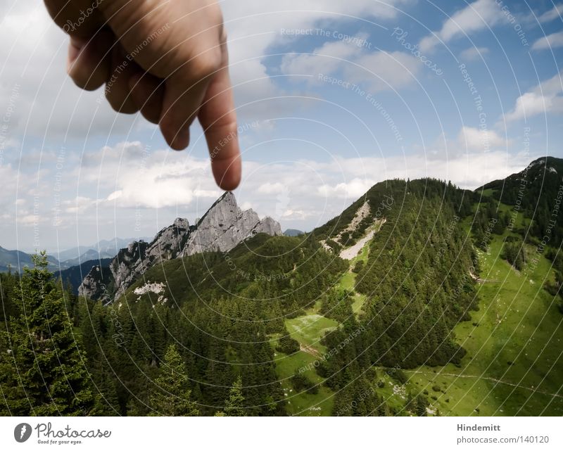 100 | Autsch Berge u. Gebirge Wiese Wald Alm Gipfel Oberbayern Bayern Stein Bergsteigen Freeclimbing Klettern abseilen Spitze Miniatur Hand Finger Schmerz Druck