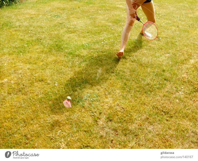 Im Grünen wohnen Spielen Sommer grün Ballsport Frau Beine Jugendliche Freude Sport Leben Außenaufnahme Frauenbein Anschnitt Bildausschnitt Detailaufnahme