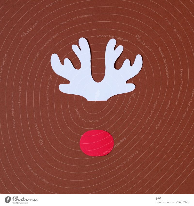 Rudolf Freizeit & Hobby Basteln Weihnachten & Advent Tier Rentier Nase Horn 1 Papier einfach niedlich braun rot weiß Vorfreude Design Kreativität Farbfoto