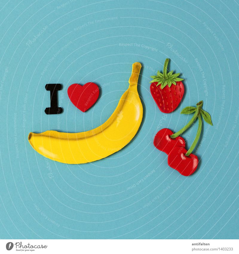 I <3 diversity Lebensmittel Frucht Kirsche Banane Erdbeeren Ernährung Essen Vegetarische Ernährung Diät Freizeit & Hobby Handarbeit Basteln Sommer Kunst Design