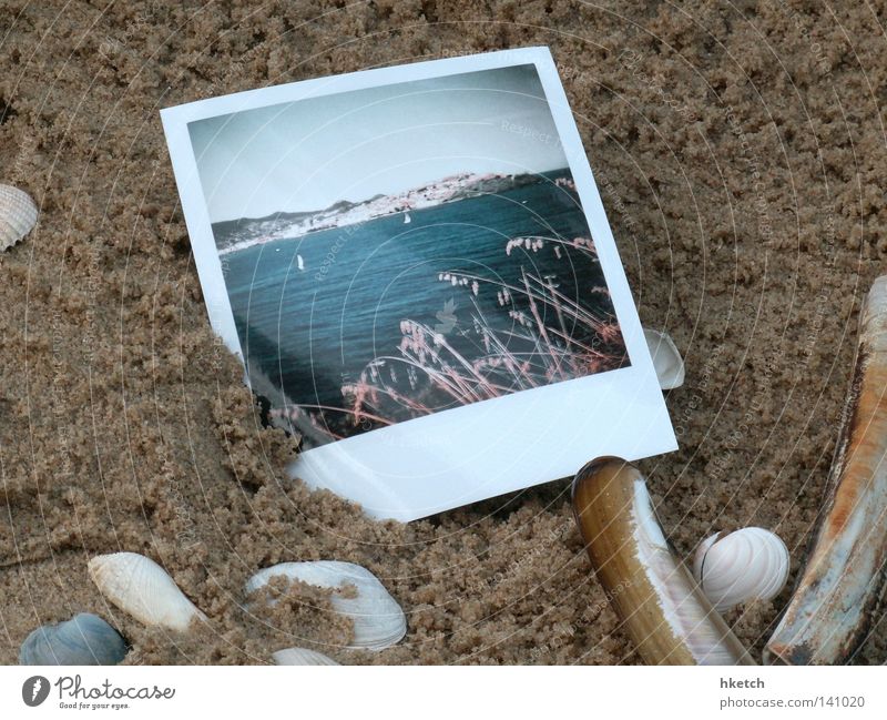 Undeutliche Erinnerung Ferien & Urlaub & Reisen Strand Sand Meer Himmel Polaroid Sommer Küste lang ists her