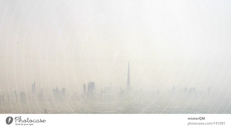 Juwelen der Neuzeit. Smog Stadt modern verfaulen Zukunft Hochhaus Umwelt Umweltverschmutzung Staub Physik dreckig Dubai Zusammensein verbinden Bündnis Arabien