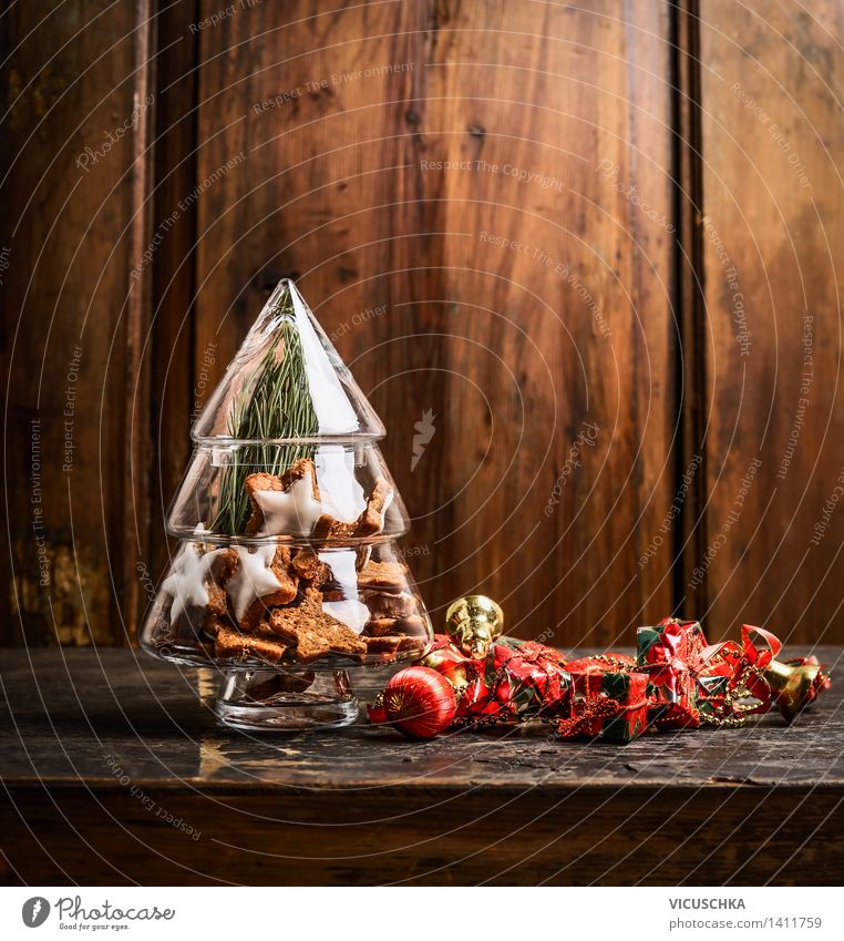 Deko Weihnachtsbaum aus Glas mit Plätzchen Dessert Stil Design Winter Wohnung Innenarchitektur Dekoration & Verzierung Tisch Feste & Feiern Weihnachten & Advent