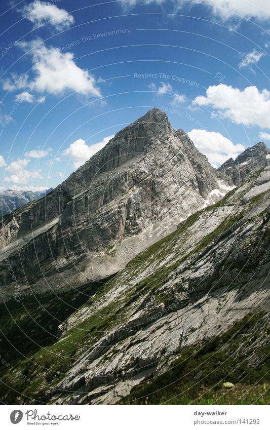 Der Watzmann Gipfel wandern alpin Bayern Wiese Gletscher Wolken Ferien & Urlaub & Reisen Gipfelkreuz Berge u. Gebirge Himmel Alpen hocheck südspitze