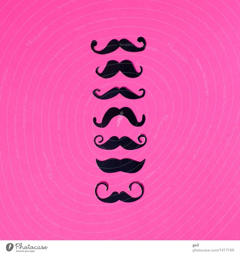 Macho Men Stil schön Körperpflege Haare & Frisuren maskulin Homosexualität Mann Erwachsene Bart Oberlippenbart ästhetisch einzigartig rosa schwarz skurril