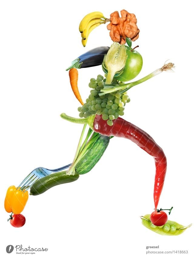 Veggie-sprinter-sie Körper Joggen feminin Diät Bewegung Fitness Sport ästhetisch selbstbewußt Gesunde Ernährung mehrfarbig