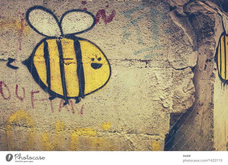 Alle lieben Maja ... Freude Flirten Kindheit Jugendkultur Tier Mauer Wand Fassade Biene Zeichen Graffiti fliegen Kommunizieren Sex alt kaputt lustig niedlich