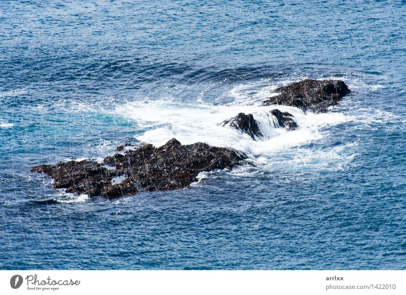 Felsen in einem Ozean schön Meer Wellen Natur Wetter Küste Tropfen Coolness dunkel frisch natürlich Geschwindigkeit blau grau gefährlich Kraft Bewegung Salz