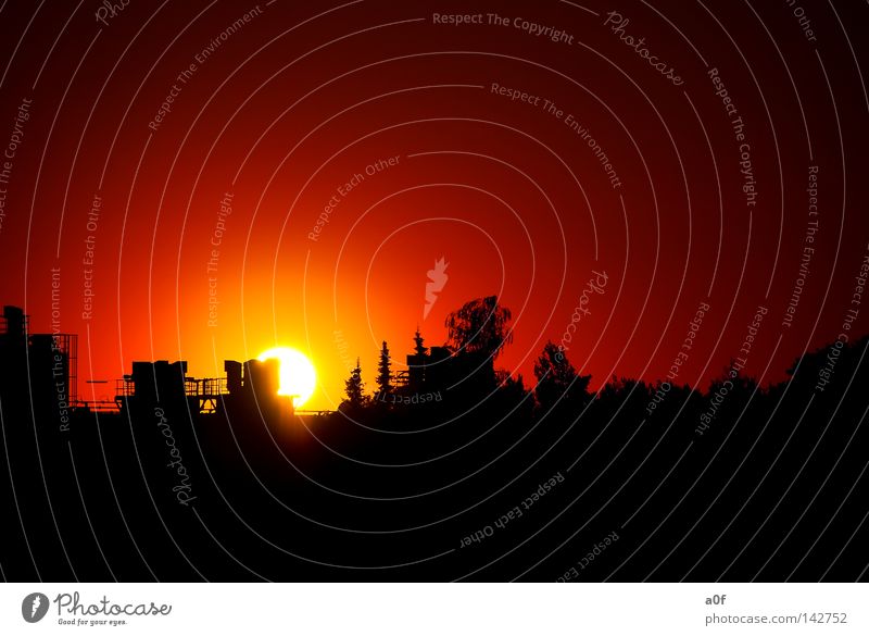 energy Energie Sonne Sonnenuntergang rot Deutsche Flagge Silhouette Natur Umwelt Gewerbegebiet schwarz Abend Himmelskörper & Weltall Silouette