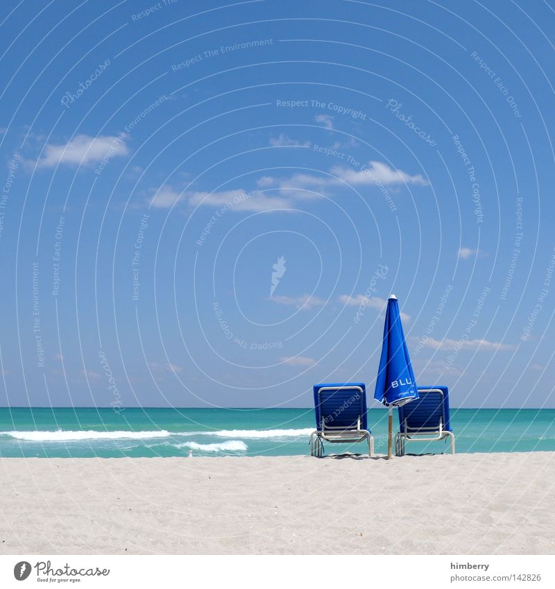 i stock photocase Strand Ferien & Urlaub & Reisen Sommer Badeurlaub USA Florida Miami Miami Beach Erholung Sandstrand Paradies Schönes Wetter Liegestuhl