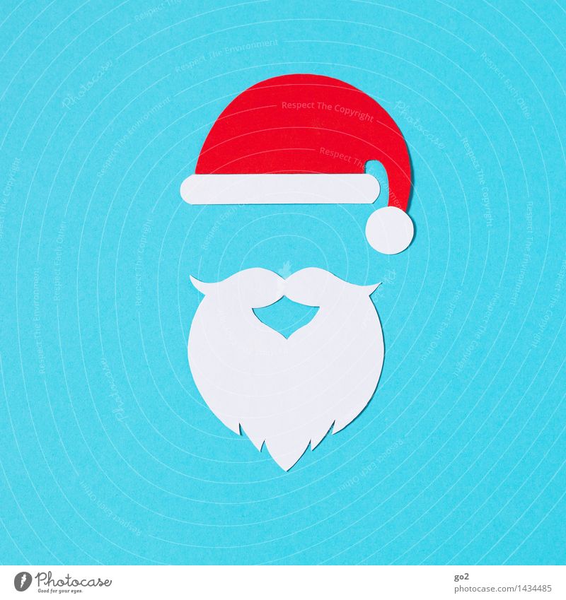 Weihnachtsmann Basteln Karneval Weihnachten & Advent Mütze Nikolausmütze Bart Vollbart ästhetisch blau rot weiß Vorfreude Farbfoto Innenaufnahme Studioaufnahme