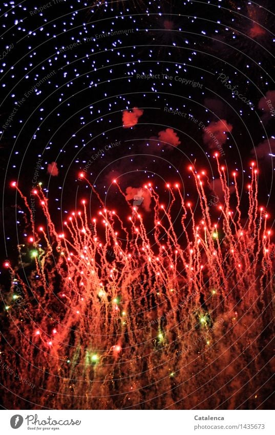 Feuerwerk Feste & Feiern Silvester u. Neujahr Veranstaltung Show Böller fliegen leuchten Rauchen blau gold grün orange rot schwarz Lebensfreude Freude