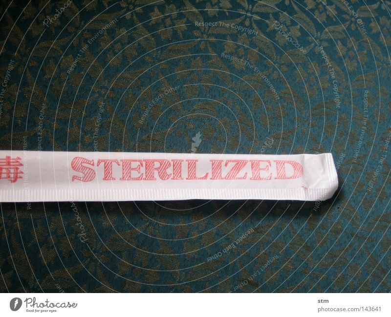 sterilized Muster Stoff Papier Sofa Essstäbchen Asien Gesundheit sterilise sterilisiert pattern Hülle sticks Sauberkeit health