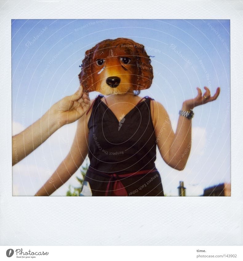 So What ... [La Chamandu] Freude Karneval Hand Himmel Horizont Balkon Kleid Maske Hund festhalten Kommunizieren Zusammensein Idee Konkurrenz Körperhaltung